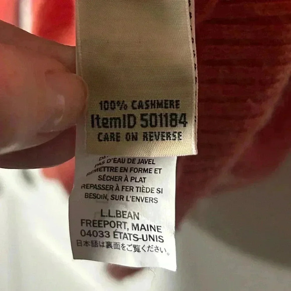 LL Bean 100% Cashmere Sweater Womens V Neck Pullover Classic Size Small. Salmon - Picture 3 of 12